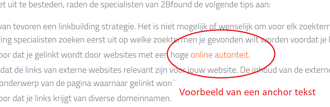 ankertekst van een link